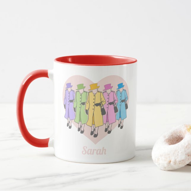 Queen Elisabeth II United Kingdom Queen Of Hearts  Mug (With Donut)