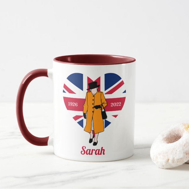 Queen Elisabeth II United Kingdom Queen Of Hearts  Mug (With Donut)