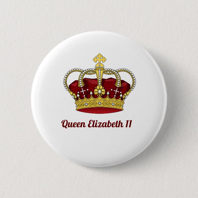 Queen Elizabeth 11 Crown 6 Cm Round Badge (Front)