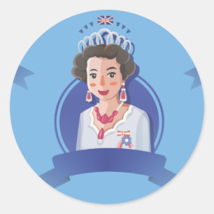 queen elizabeth 2 classic round sticker