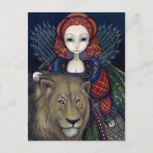 "Queen Elizabeth and a Lion" Postcard