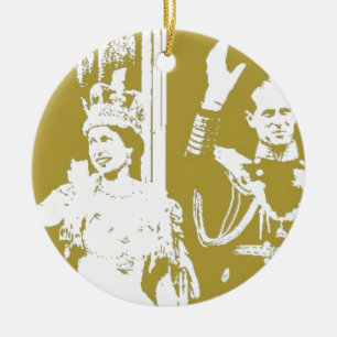Queen Elizabeth Golden Jubilee Retro Ceramic Tree Decoration