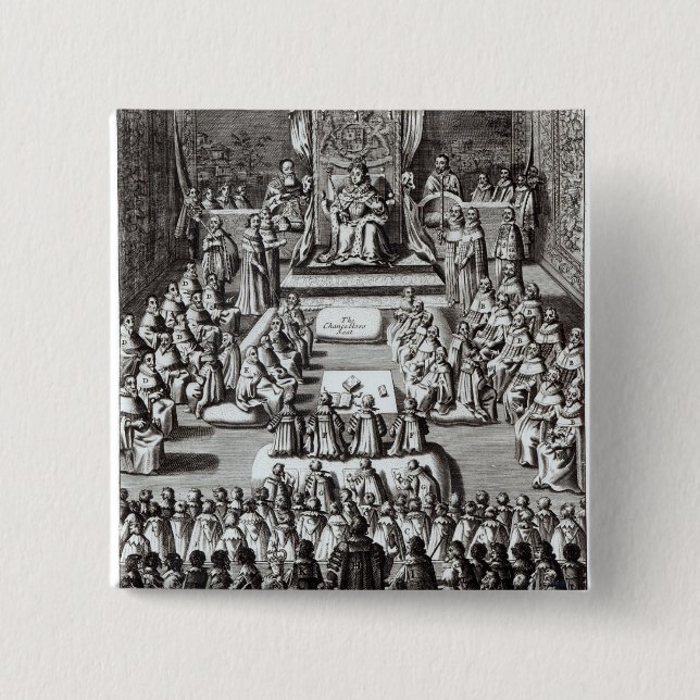 Queen Elizabeth I  and Parliament 15 Cm Square Badge (Front)