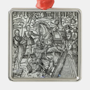 Queen Elizabeth I at a stag hunt Metal Tree Decoration