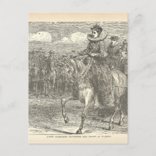 Queen Elizabeth I at Tilbury Antique Engraving Postcard