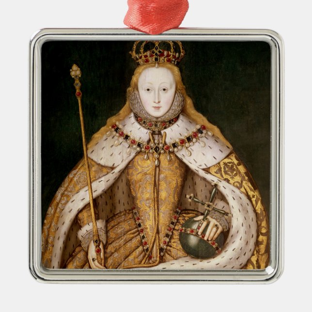 Queen Elizabeth I in Coronation Robes Metal Ornament (Front)