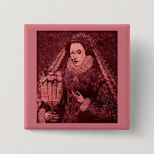 Queen Elizabeth I in pink 15 Cm Square Badge