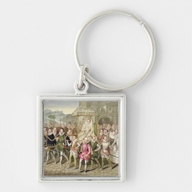 Queen Elizabeth I in procession with her Courtiers Key Ring (Front)