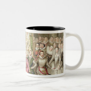 Queen Elizabeth I in procession with her Courtiers Two-Tone Coffee Mug