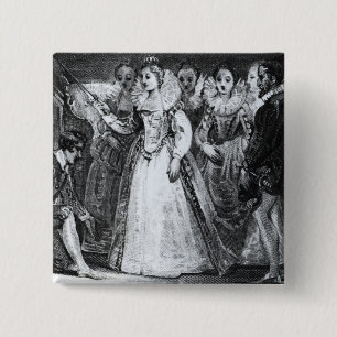Queen Elizabeth I  Knighting Francis Drake 15 Cm Square Badge