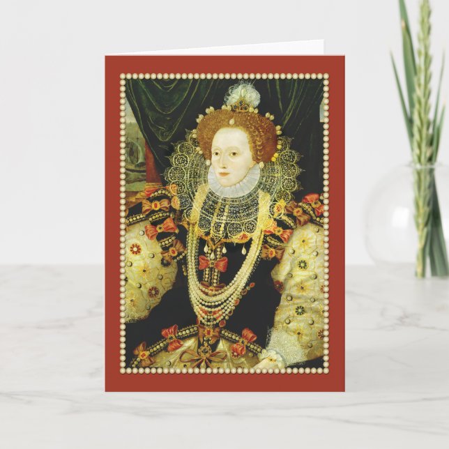Queen Elizabeth I of England Wearing Pearls Card (Front)