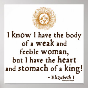 Queen Elizabeth I Tilbury Quote Poster