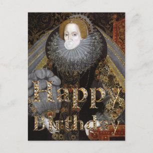 Queen Elizabeth I white gum Happy Birthday Postcard