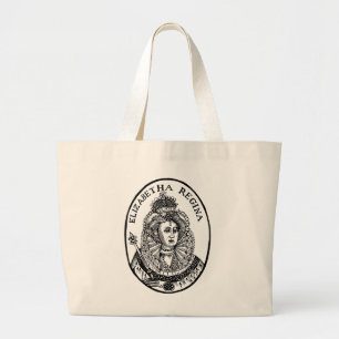 Queen Elizabeth I Woodcut Portrait Large Tote Bag