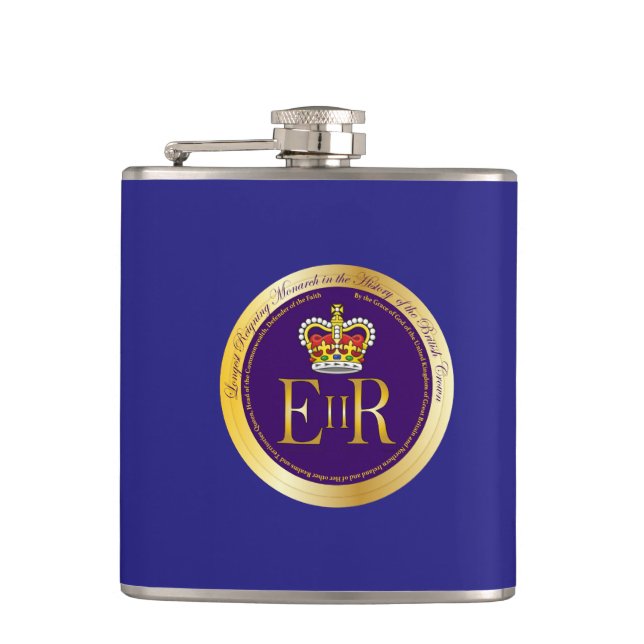 Queen Elizabeth II Longest Reign Hip Flask (Front)