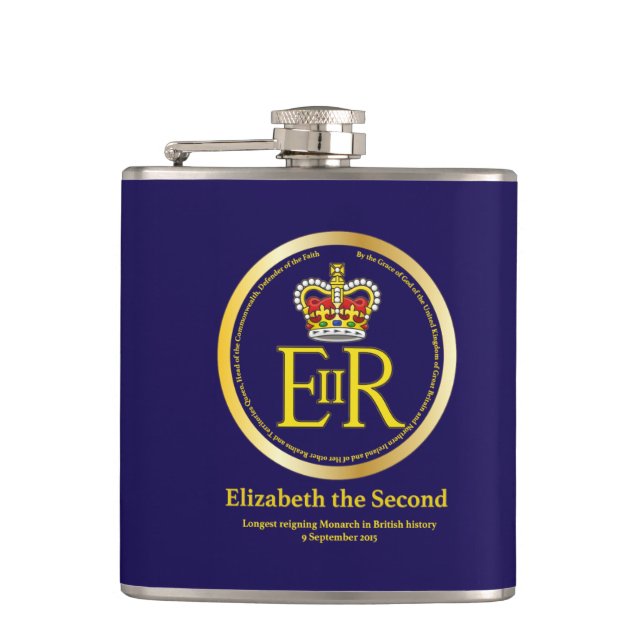 Queen Elizabeth II Reign Hip Flask (Front)
