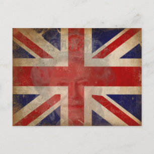 Queen Elizabeth II Silhouette on Dirty U.K. Flag Postcard