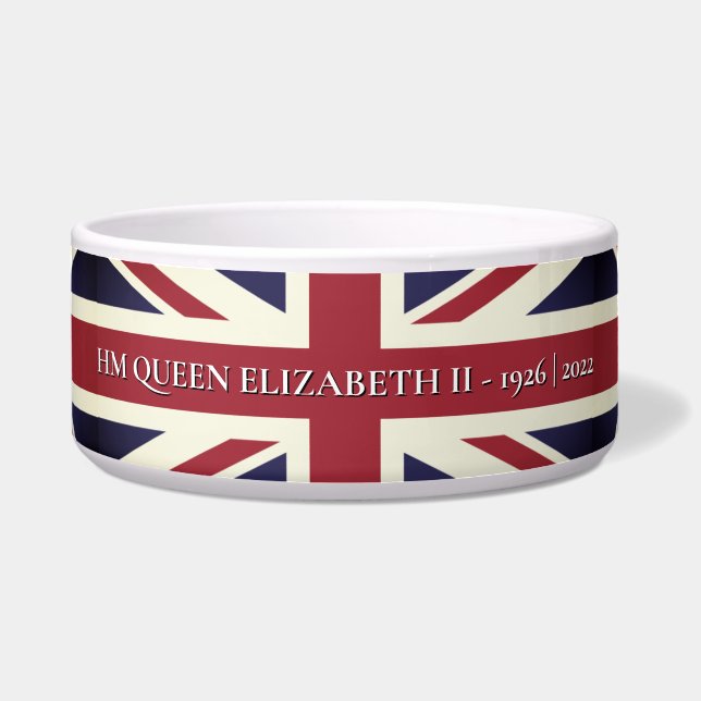 Queen Elizabeth II Union Jack Pet Bowl (Front)