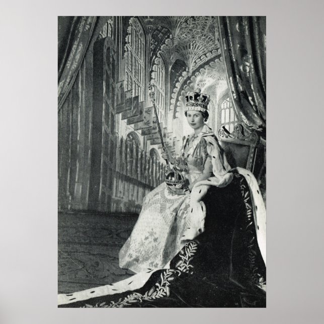 Queen Elizabeth II wearing coronation regalia Poster (Front)