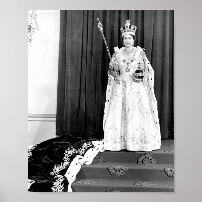 Queen Elizabeth II Wearing Her Coronation Poster (Front)