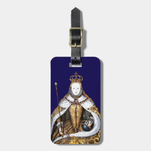 Queen Elizabeth of England Coronation Blue Luggage Tag