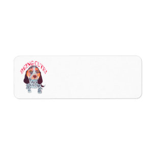 QUEEN ELIZABETH POCKET BEAGLE BEING ADORABLE RED RETURN ADDRESS LABEL