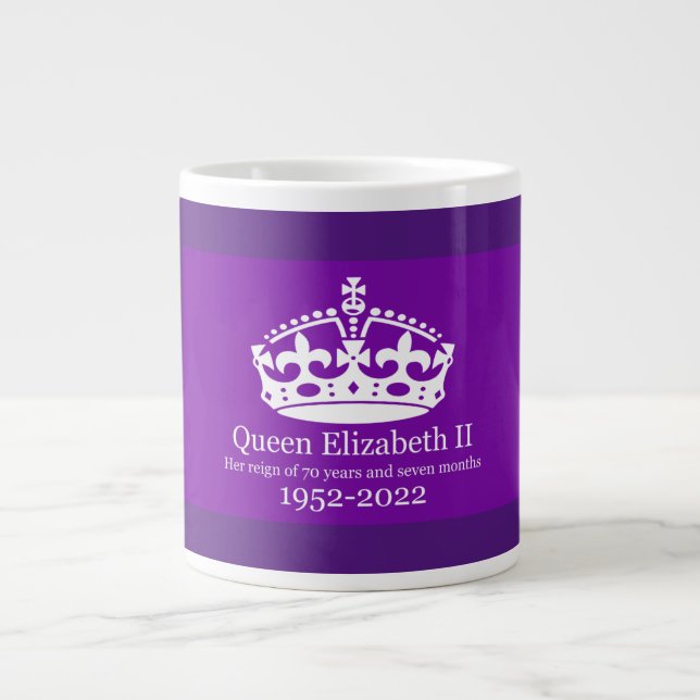 Queen Elizabeth Reign of 70 years Large Coffee Mug (Front)