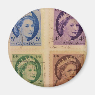 Queen Elizabeth Vintage Stamps Magnet