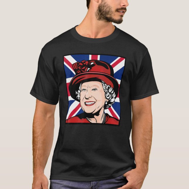 Queen Elizabeth's II British Crown Majesty Queen E T-Shirt (Front)