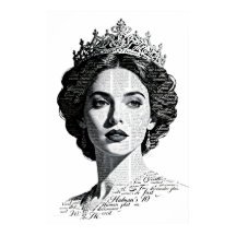 Queen Esther Calligraphy Portrait - Vintage Script