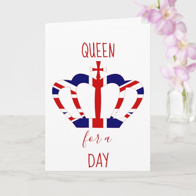 Queen for a Day | Union Jack Crown | Mother's Day Card (Orchid)
