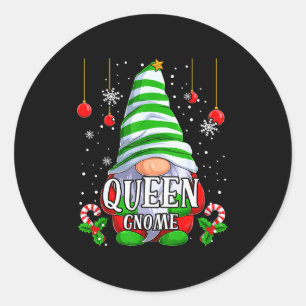 Queen Gnome Christmas Pajamas Matching Family Grou Classic Round Sticker