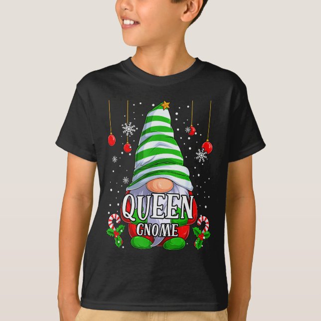 Queen Gnome Christmas Pajamas Matching Family Grou T-Shirt (Front)