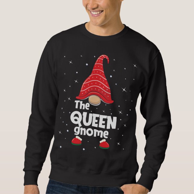 Queen Gnome Family Matching Christmas Funny Pajama Sweatshirt (Front)
