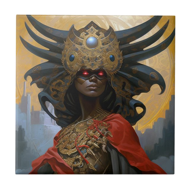 Queen Goddess Fantasy Art Ceramic Tile (Front)