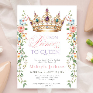 Queen Gold Crown Arch Floral Elegant Bridal Shower Invitation