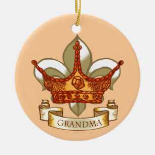 Queen Grandma Crown Ceramic Ornament