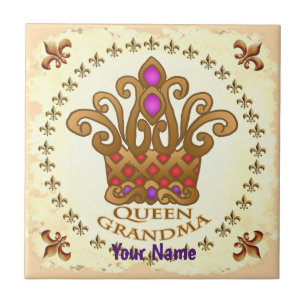Queen Grandma custom name Ceramic Tile