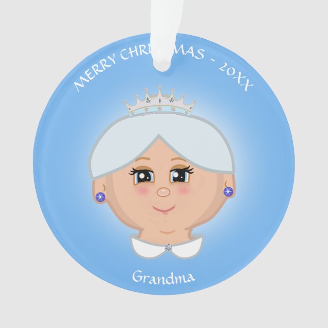 Queen Grandma, Mum, Aunty, Teacher on Light Blue Ornament (Front)