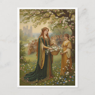 Queen Guinevere Flowers Pre-Raphaelite Postcard