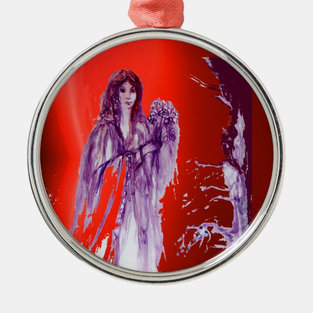 QUEEN GUINEVERE,KING ARTHUR LEGEND Purple Red Metal Ornament (Front)