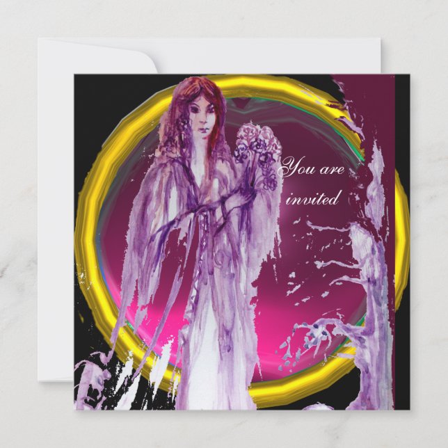 QUEEN GUINEVERE purple white yellow black Invitation (Front)