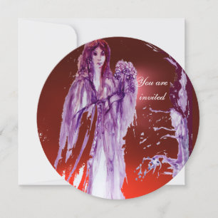 QUEEN GUINEVERE Red Purple Fantasy Invitation