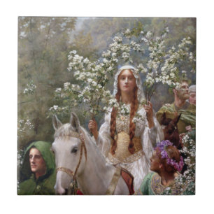 Queen Guinevere's Maying (by John Collier) Ceramic Tile