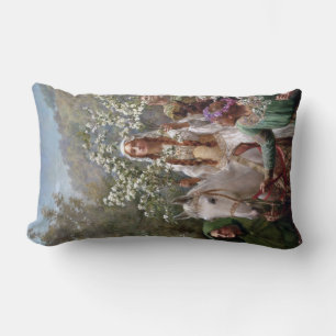 Queen Guinevere's Maying (by John Collier) Lumbar Cushion