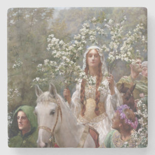 Queen Guinevere's Maying (by John Collier) Stone Coaster