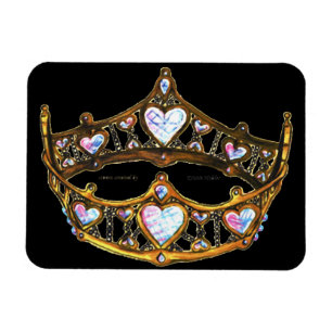 Queen Hearts Gold Crown Tiara black magnet