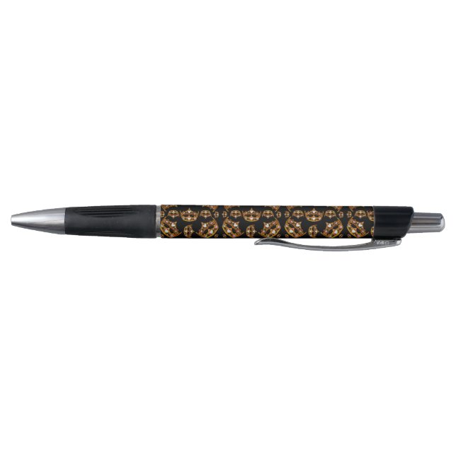 Queen Hearts Gold Crown Tiara pattern black pen (Bottom)