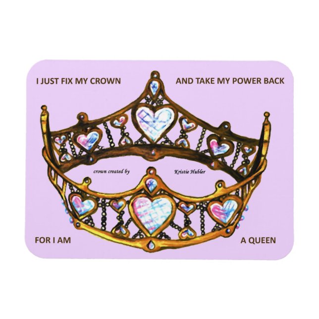 Queen Hearts Gold Crown Tiara pink lilac text Magnet (Horizontal)
