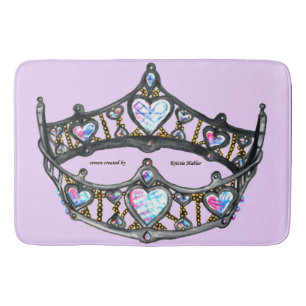 Queen Hearts Silver Crown Tiara pink lilac bath Mat